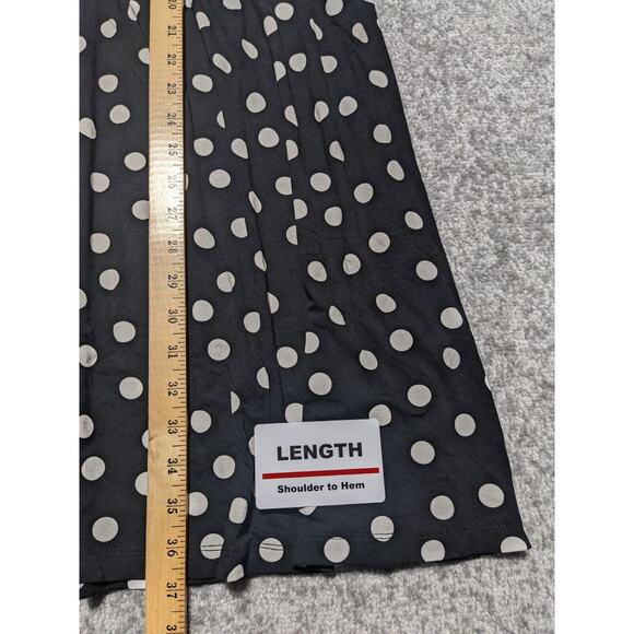 Asos Design Curve Waisted Mini Tea Dress Women Size 24 Black Polka Dot V Neck - Picture 11 of 15